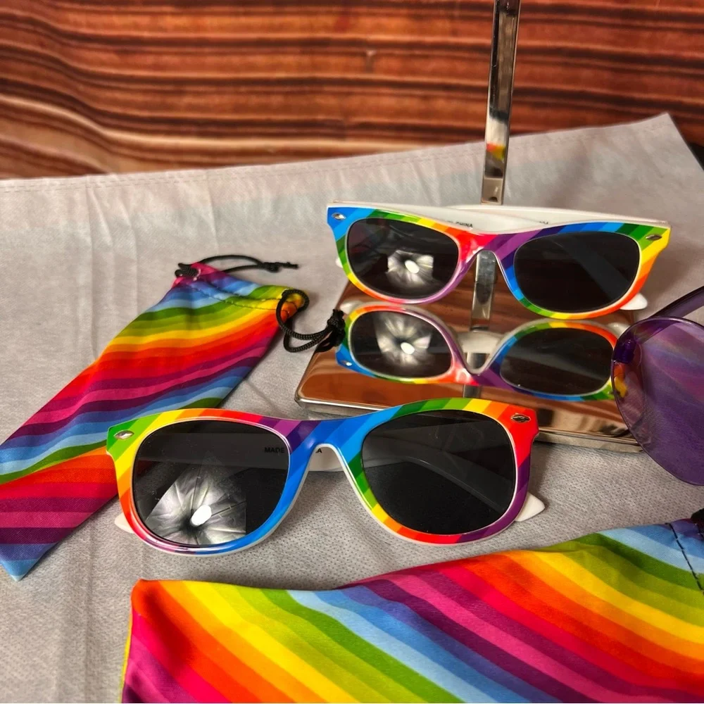 Colorful Rainbow and Purple Sunglasses Set